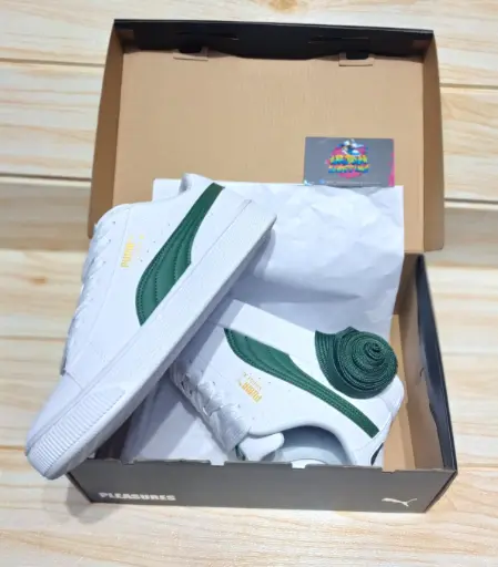 Puma suede xl blanca verde 